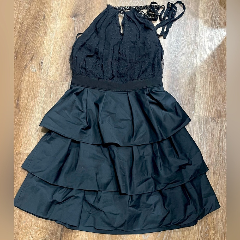 BCBGMaxazria cocktail dress black with beading  details